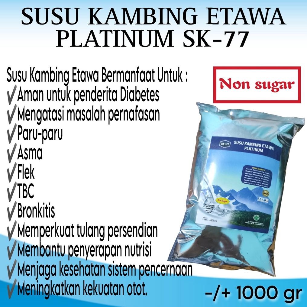 

Susu Kambing Etawa Sk77 Non Sugar 1Kg Aman untuk Diabetes Nugi
