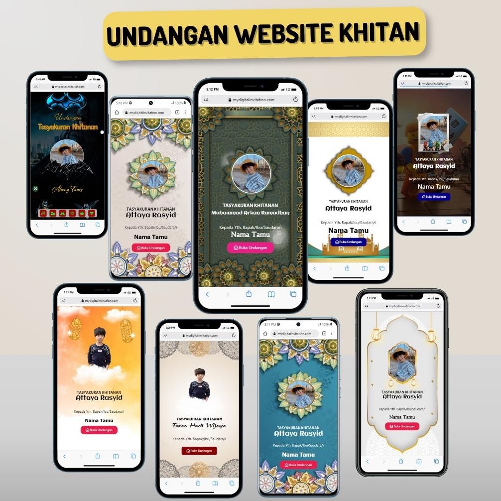 Undangan Khitanan / Khitan WEBSITE / Undangan Digital Khitanan WEBSITE - Tema Foto & Tanpa Foto Nugi