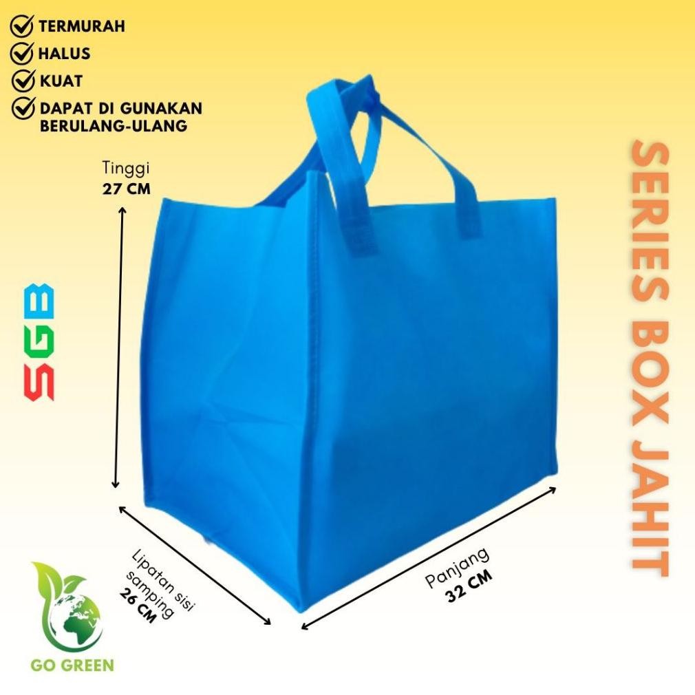 

Tas Spunbond Model Box Jahit 32x26x27 Harga Per Lusin / Goodie Bag Besek Nugi
