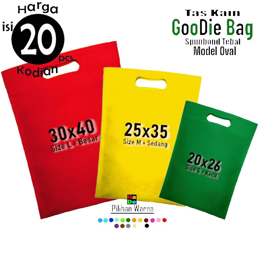 

1 Kodian isi 20 Tas Spunbond Goodie Bag Oval Polos Besar / Kecil 20x26 25x35 30x40 Untuk Kantong Belanja Lipat Bingkisan Souvenir Snack Ultah Ulang Tahun Anak Totebag Hampers Hajatan Pernikahan Wisuda Promosi Tile Umroh Haji Murah 100% Ramah Lingkungan