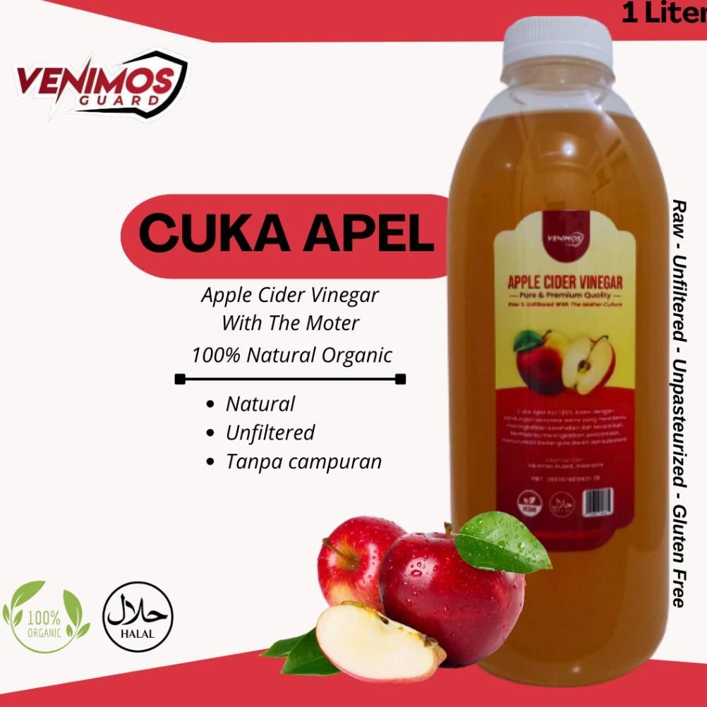 

VENIMOS Apple Cider Vinegar Cuka Apel Organik 1L, Unfiltered, Minuman Diet Sehat Nugi