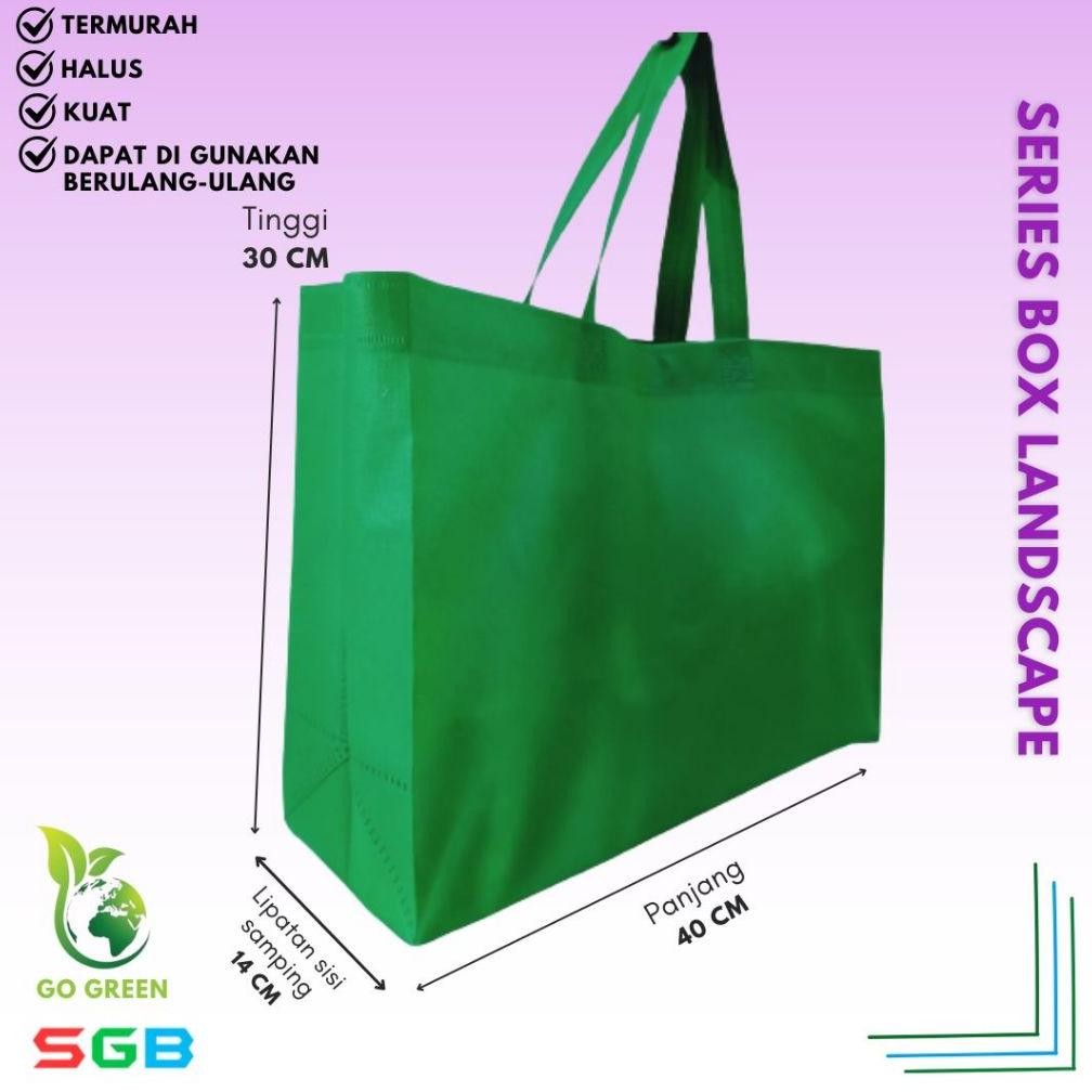 

Tas Spunbond Handle Box Model Landscape UK 40x30x14 Harga Per Lusin / Goodie Bag / Tas Kain Polos Nugi