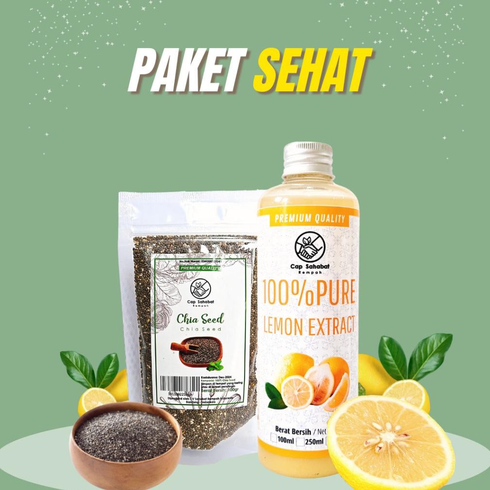 

Paket Sehat Kecil 250ml Sari Lemon dan 100gr Chia Seed 100% PREMIUM QUALITY Nugi