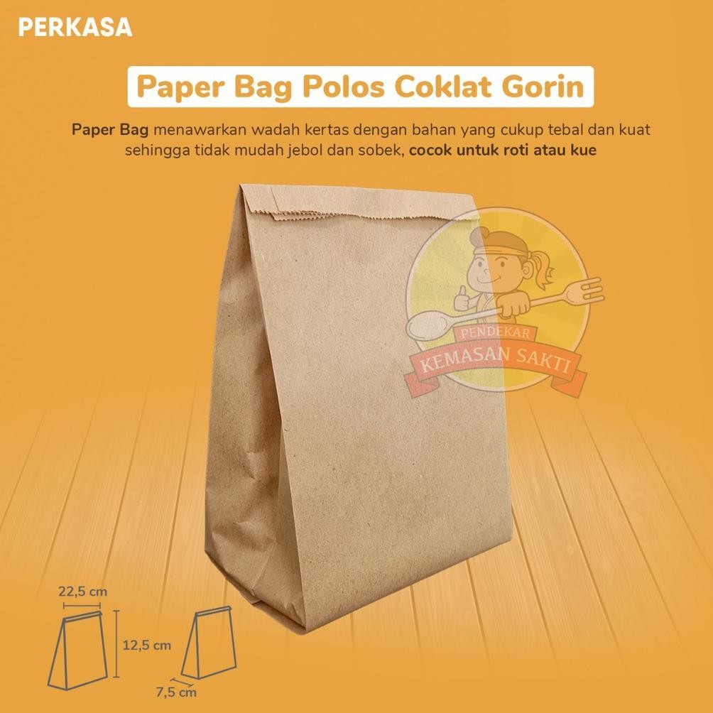 

Paper Bag Satchel Coklat Polos 12,5x8x22,5 / Kantong Kertas Satchel Bag / Paperbag Murah Souvenir Nugi