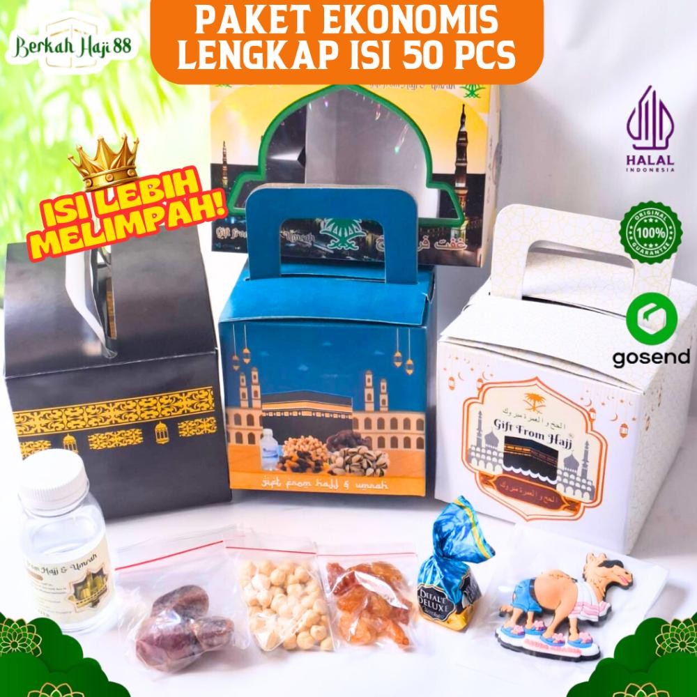 

Oleh Oleh Umroh Dan Haji Paket Gift Hampers Tas Tali teng-teng Air Zamzam isi 50 Paket PREMIUM Nugi