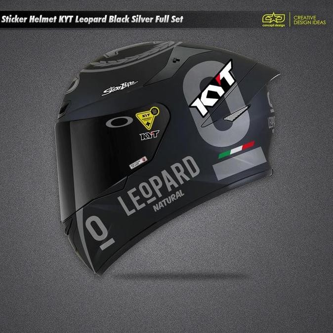 Sticker Helm Kyt Full Set Leopard Black Silver
