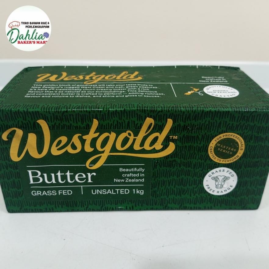 

WESTGOLD Unsalted Butter New Zealand Kemasan 1 KG Khusus Gojek Grab Instant Only Nugi