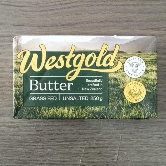 

WESTGOLD Unsalted Grass-Fed New Zealand Butter / Mentega 250 gram Nugi