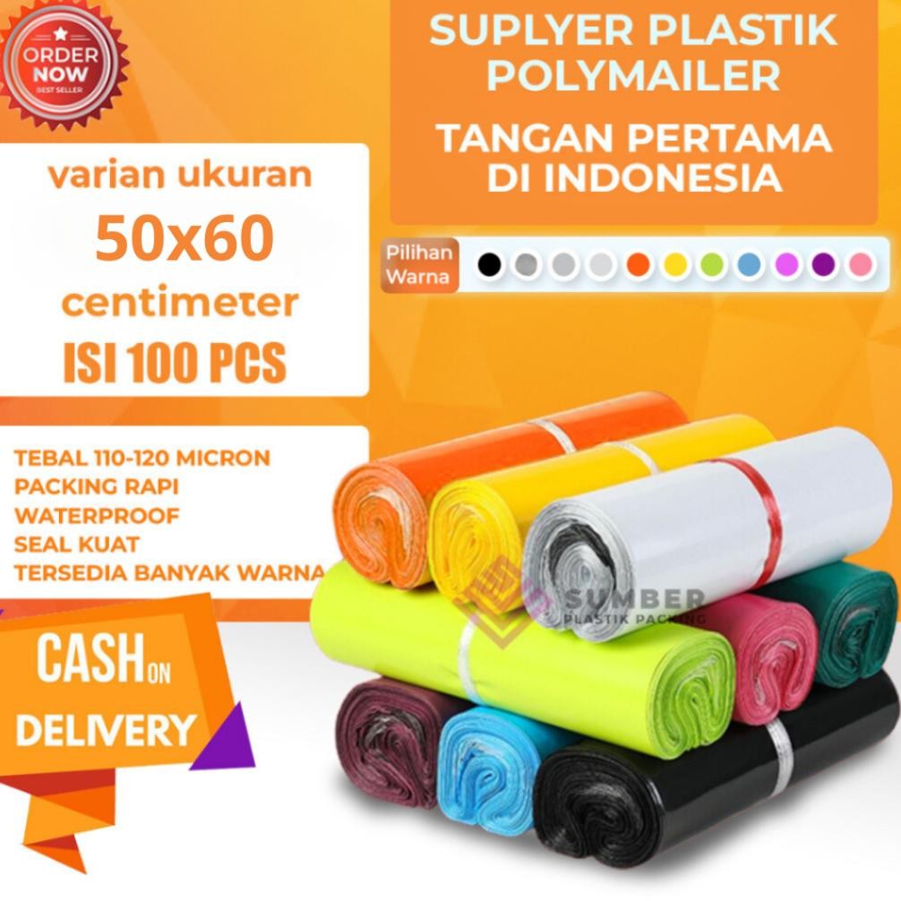 

[50 PCS] 50x60 cm PLASTIK PACKING POLYMAILER GLOSSY PREMIUM SILVER HITAM TEBAL 0,12mm TERMURAH Nugi