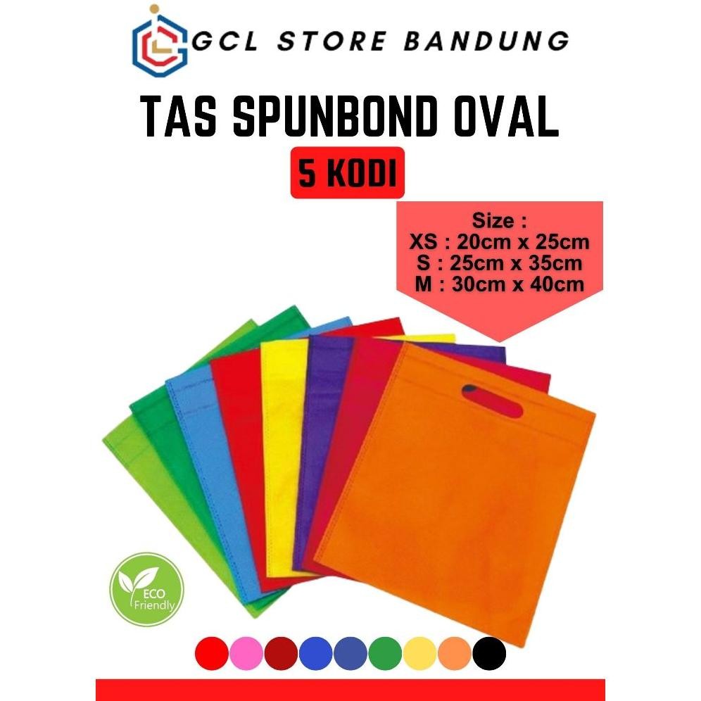 

Spunbound Goodie Bag Tas Belanja PAKET 5 KODI Model OVAL Kantong Kain Nugi