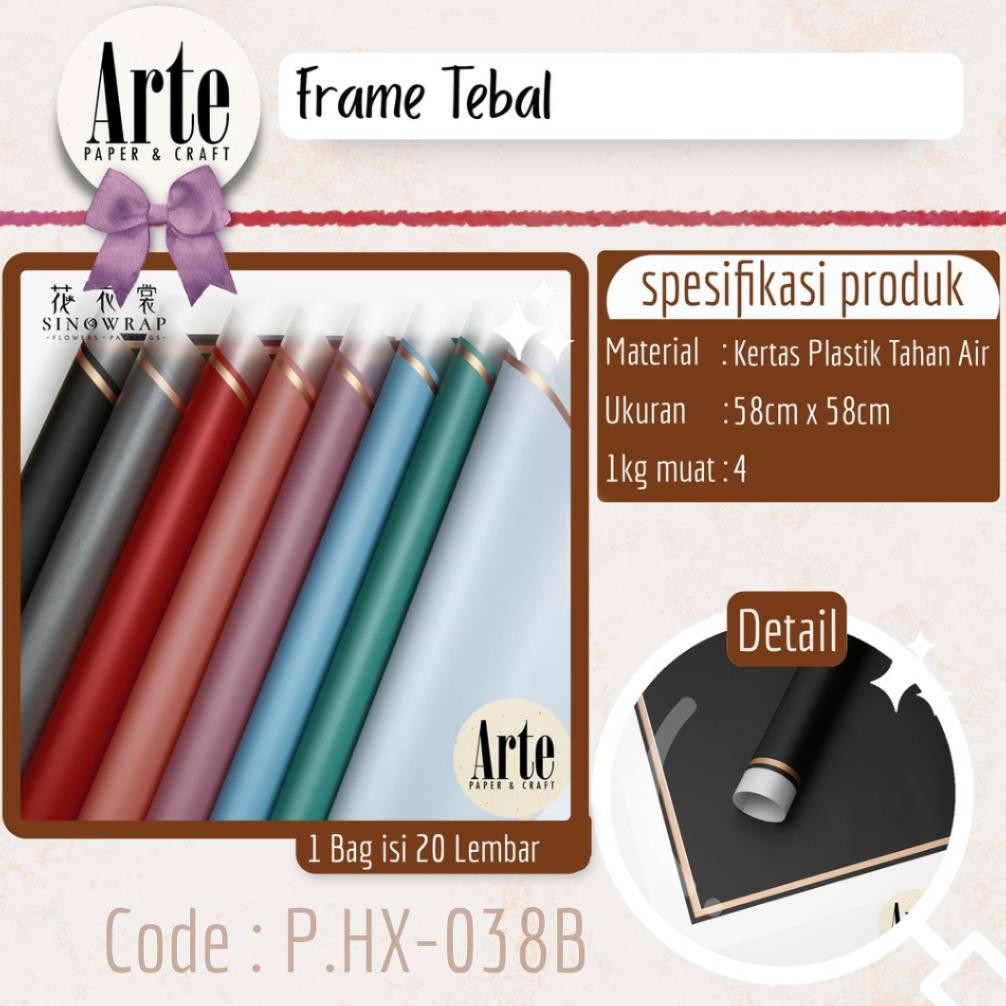 

20 Lembar Cellophane Frame Bingkai Tebal Kertas Buket Korea Bunga Flower Wrapping Paper Kado Arte Grosir Jakarta P.HX-038B Nugi