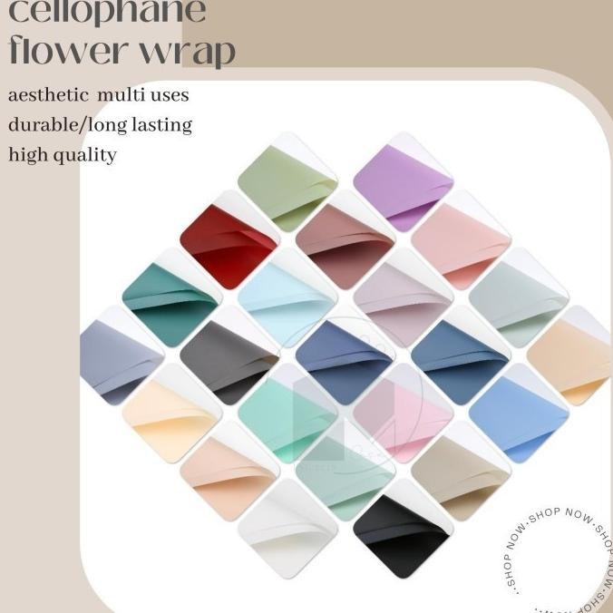 

20 Lembar Flower Wrap Cellophane Solid Matte Warna Korea Wrapping Bouquet Paper Buket Florist HX001 Kertas Bunga Nugi