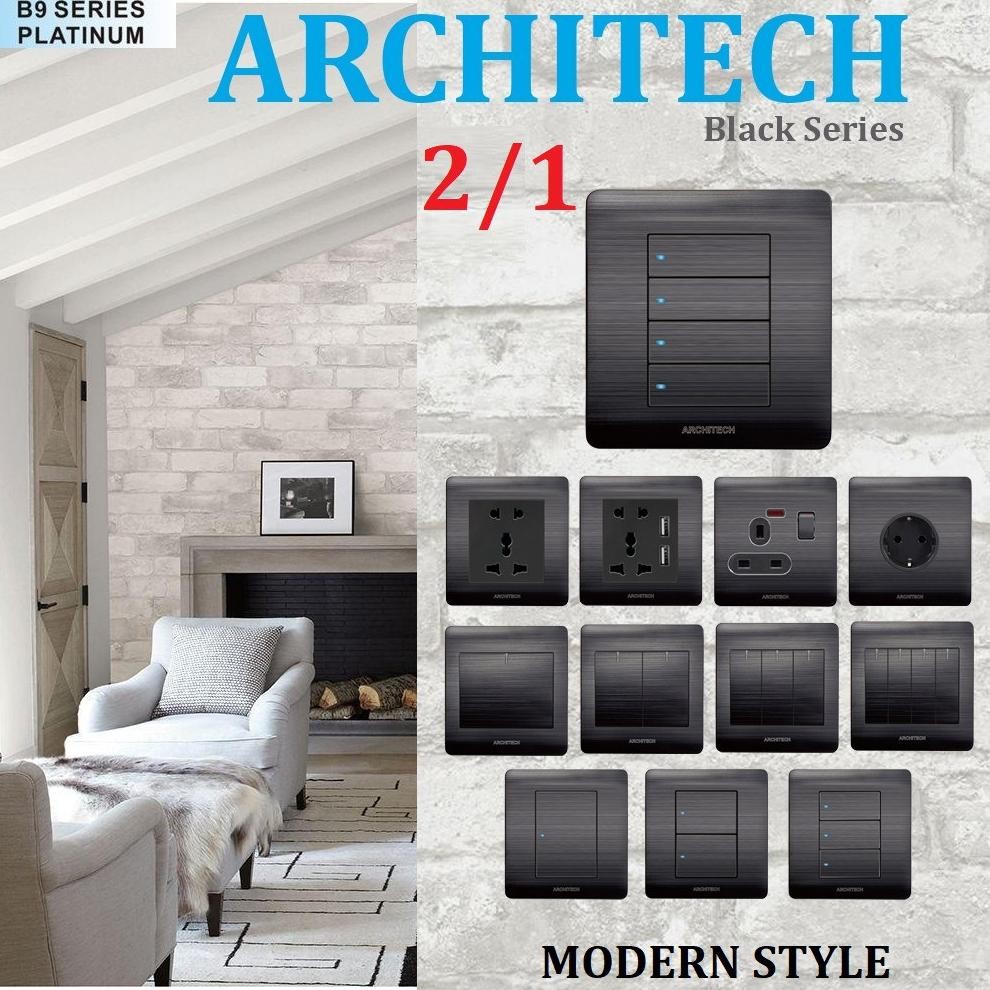 ARCHITECH SAKLAR PLATINUM BLACK B9 ARCHITECH / STOP KONTAK / SAKELAR / SAKLAR RUMAH