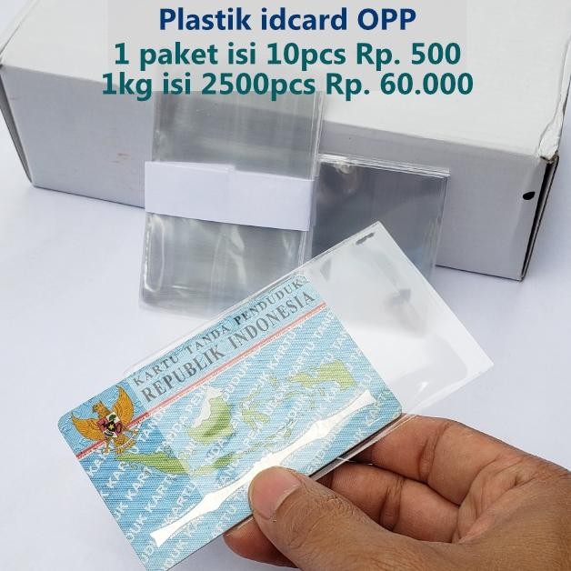 

plastik Opp pelindung dan pembungkus idcard ukuran 58x90 1 kg isi 2000 pcs Nugi