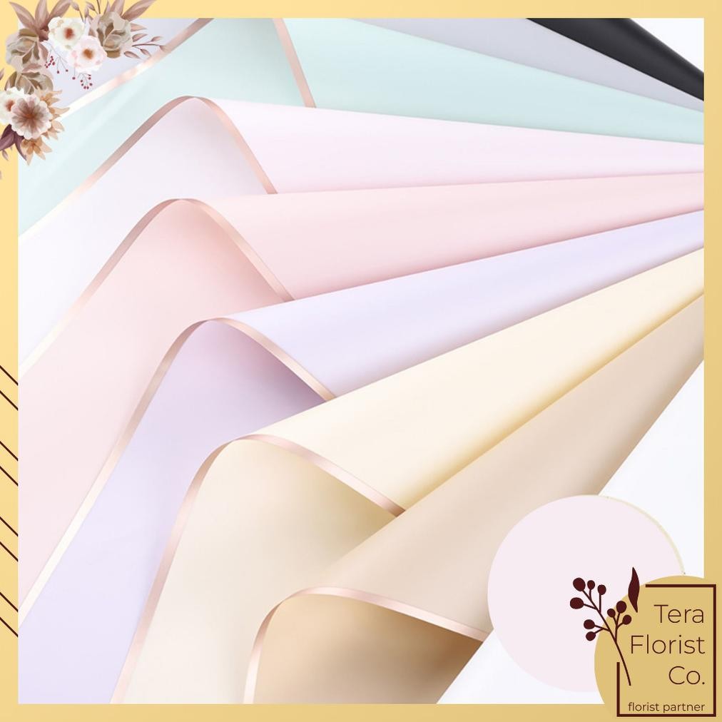 

20 Lembar Cellophane Rose Gold Frame Grade B Ori Sinowrap Border Bouquet Bingkai Jelly Film List Kertas Buket Korea Bunga Flower Tera Florist P.B-GDM Nugi