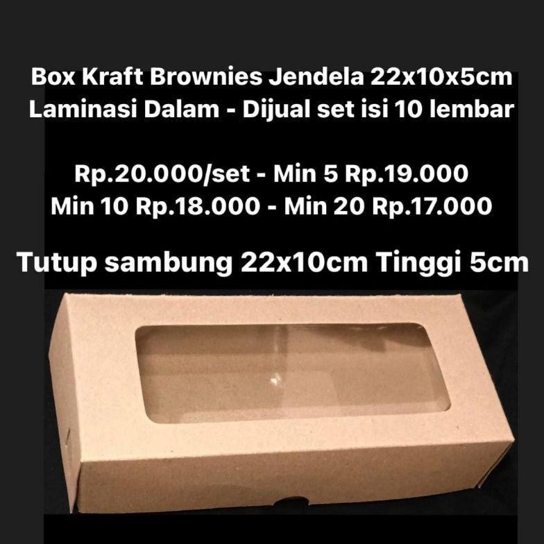 

Box Kraft Brownies Jendela 22x10x5cm Laminasi Dalam - Dijual /set isi 10 lembar Nugi