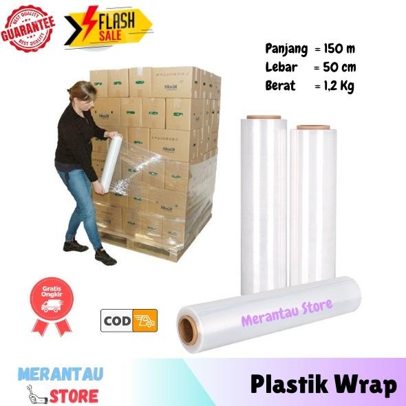 

Plastik Wrap Roll Wrapping Plastic Shrink Packing Bungkus Palet Perekat Pallet Rol 150 m Strech Film Nugi