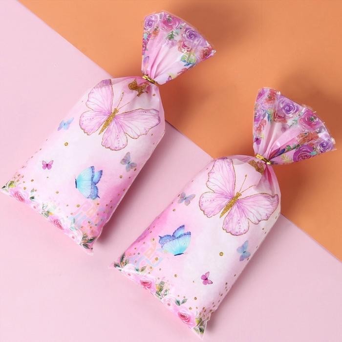 

20 Pcs Tas Permen Kupu-Kupu Merah Muda Tas Jarahan Biskuit Untuk Dekorasi Pesta Ulang Tahun Gadis Plastik