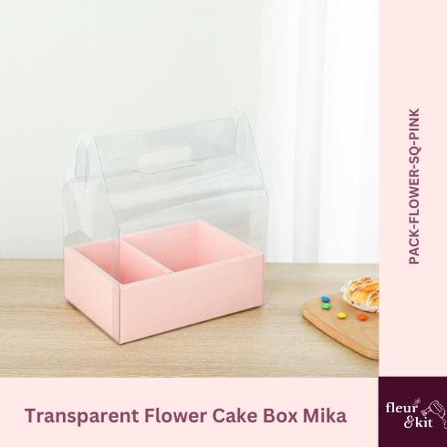 

Transparent Flower Cake Box Mika - Kotak Bunga Kue Pink Nugi