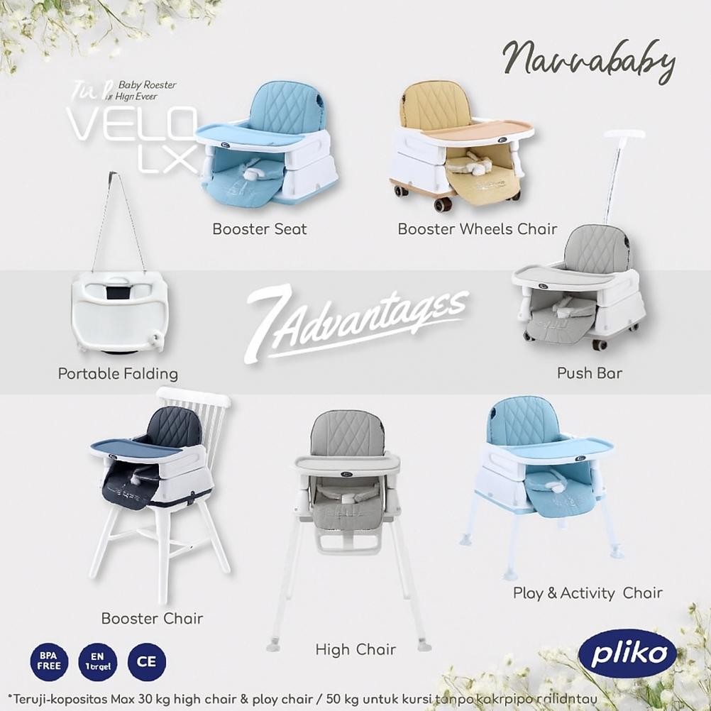 Terlaris Pliko Velo Lx / Velo Dx / Velo Cx High Chair Kursi Makan Bayi