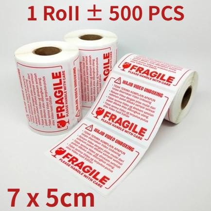 

Berkualitas! Sticker Fragile/ Label Wajib/ Video Unboxing /Stiker Pengiriman Online Shop 7 x 5 (1 roll 500 pcs) ~