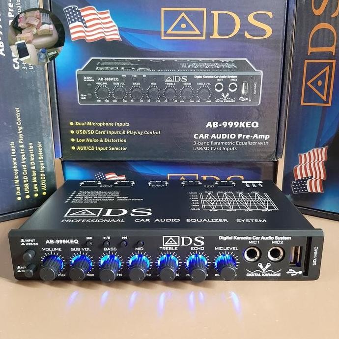 TERLARIS - Parametrik Audio Mobil Equalizer Bluetooth Karoke ADS AB-999KEQ