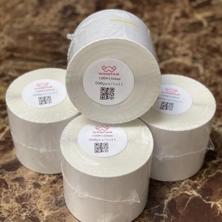 

Promo - LABEL STICKER THERMAL 100 X 150 isi 500 pcs / BARCODE 100X150 UKURAN A6 / Kertas Resi / Kertas Resi Thermal / Kertas resi thermal 100 x 150 isi 500 pcs / resi thermal winstar ,.