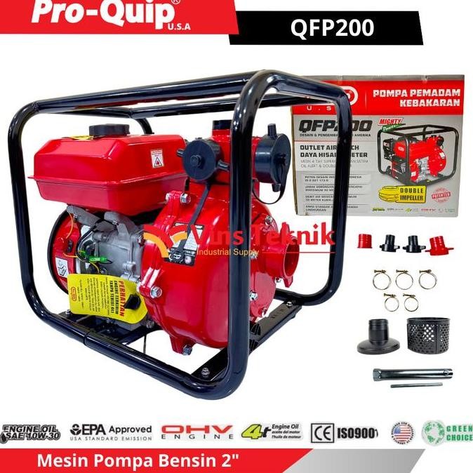 PROQUIP QFP 200 QFP200 Mesin Pompa Air Bensin 2" Pompa Pemadam Alkon Water Pump Centrifugal