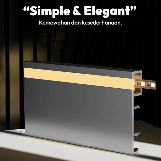 Lis Plint Lampu/LED Alumunium (8cm), Floor Skirting Alumunium, Aksesoris Rumah dan Lantai
