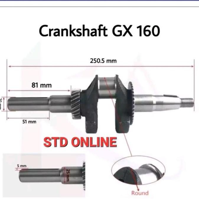 GX160 CRANKSHAFT AS KRUK MESIN GX 160