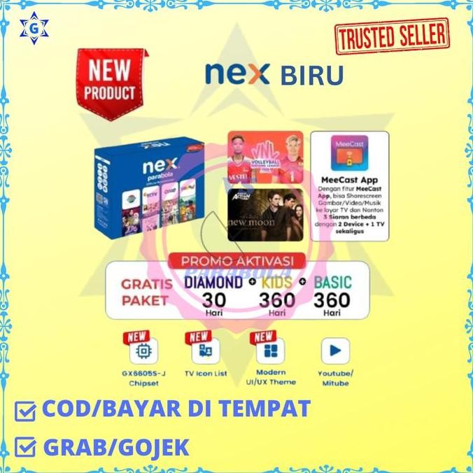 RECEIVER NEX PARABOLA BIRU CHIPSET GX 6605S-J TERBARU DAN TERLARIS ORIGINAL DAN TERPERCAYA