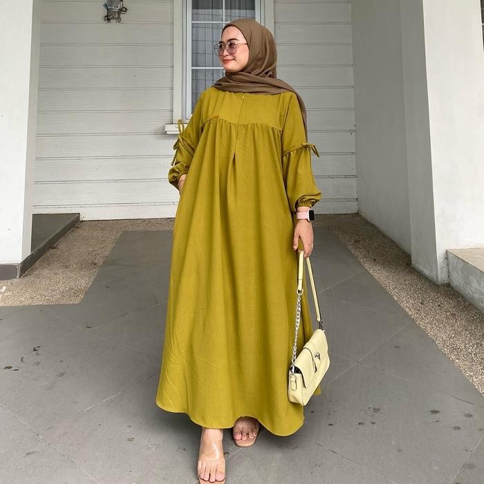 

New ALIKA DRESS MUSLIMAH CRINCLE AIRFLOW PREMIUM LD120 LENGAN TALI BALON MEWAH