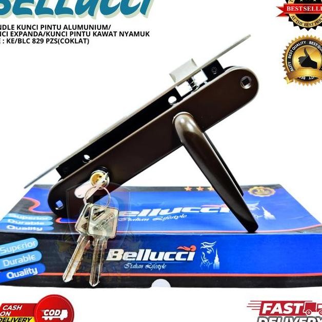 Handle Set Kunci Pintu Aluminium Kunci Pintu Kamar Mandi Produk Bellucci Warna Coklat