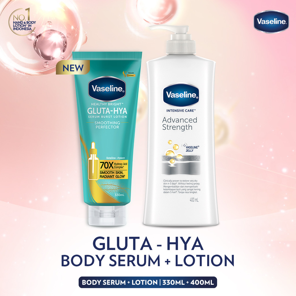 Vaseline Gluta Hya Smoothing 330ml + Vaseline Advanced Strength 400ml