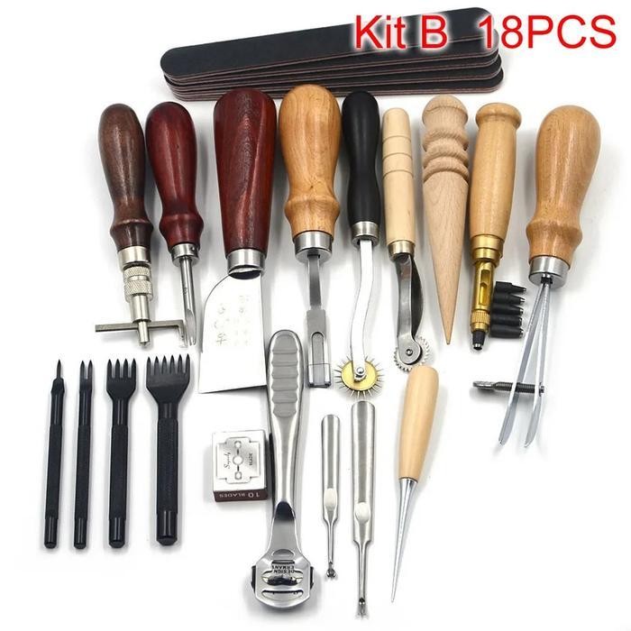 

Peralatan Seni Alat Kerajinan Kulit 18Pcs Leather Craft Stitching New Best Quality 100% Original