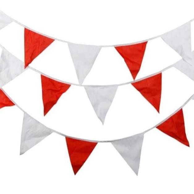 (20Pis) Bendera Karnaval Renteng Merah Putih Kain 90 Meteran