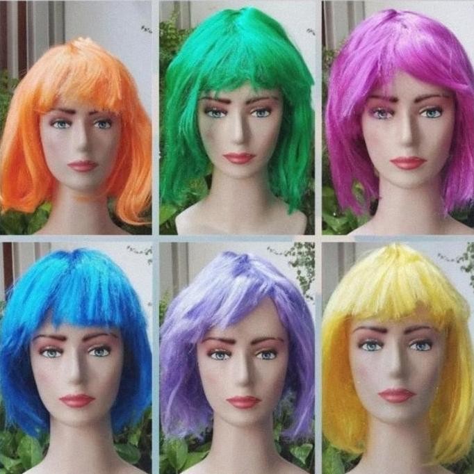 BARU  Wig / rambut palsu bop warna warni
