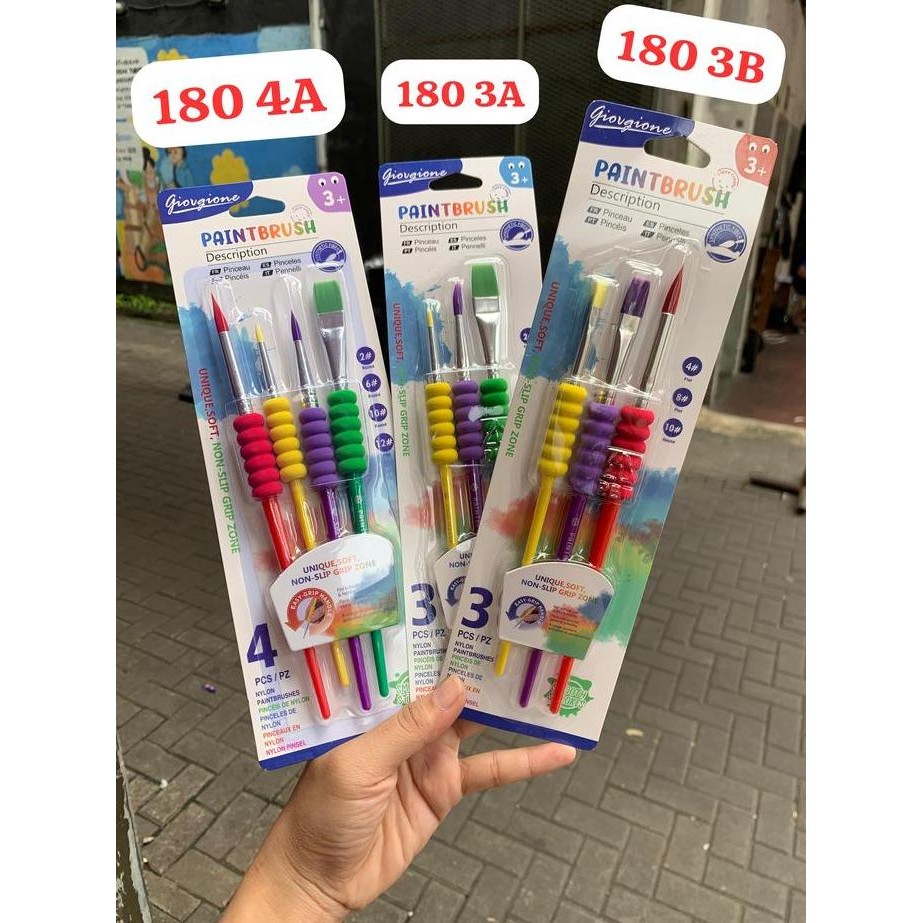 

------] kuas giorgione kode G180 3A ( isi 3 kuas ukuran 2, 10 round, 12 flat ) nylon artist grade ( baca kode yang ada di foto 3 variasi) yang diberikan yang kodenya tertera di judul