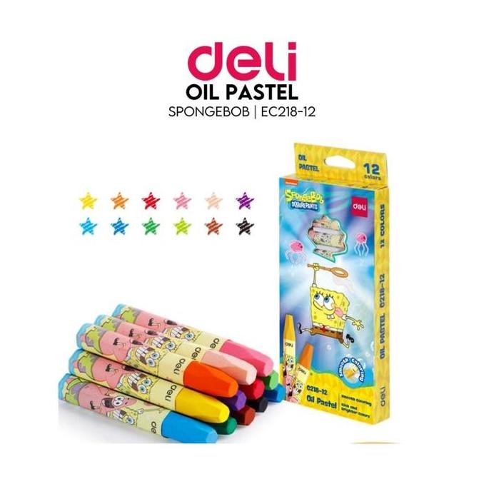 

&<&<&<&] crayon deli 12 warna sponge bob hexagonal lomba gambar deli oil pastel box dus