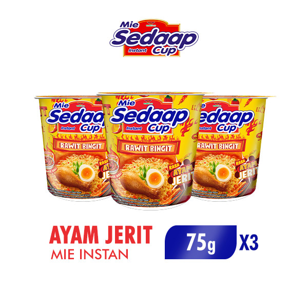 

Sedaap Mie Instan Cup Ayam Jerit 75 gr x3