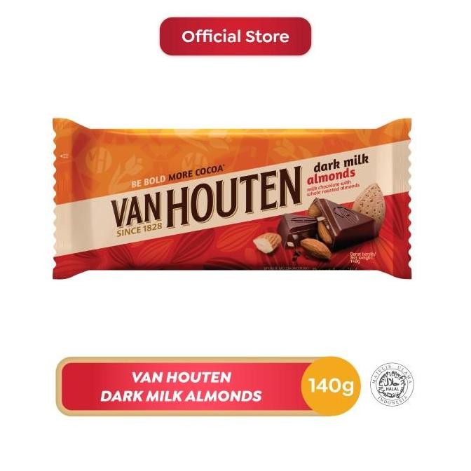 

Van Houten Cokelat Dark Milk Almond 140g Chocolate Bar Premium Termurah