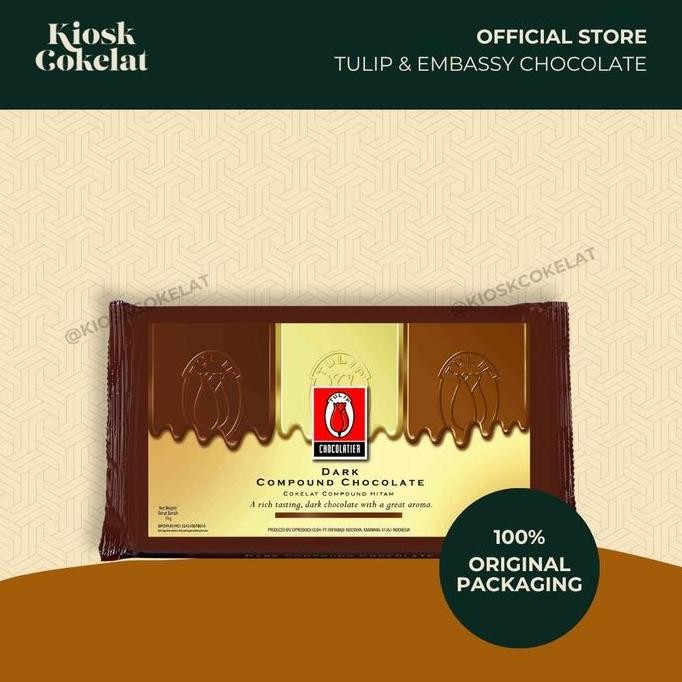 

Tulip Chocolatier Dark Compound Chocolate 1Kg Cokelat Batangan Premium untuk Kue dan Camilan Termurah