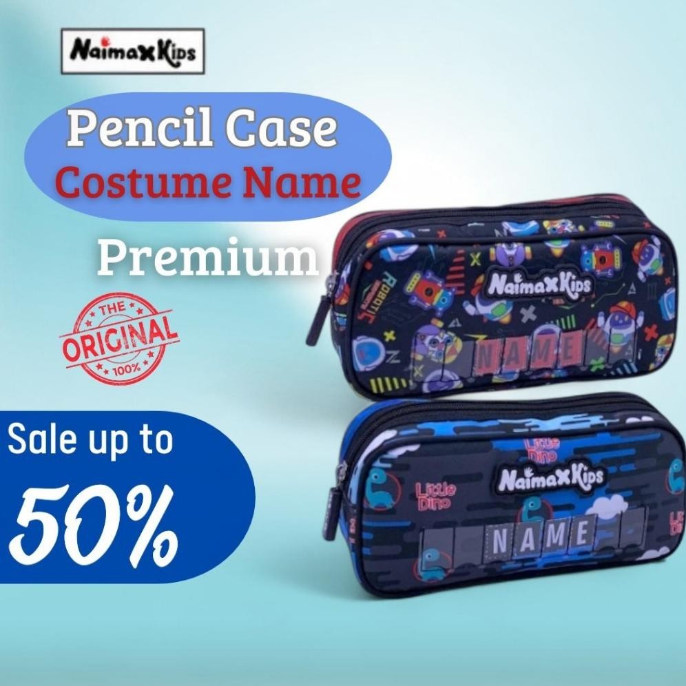 

Bas-12 Pencil Case Custom Nama | Naimax Kids Pencil Case Medium Anak Laki-Laki Bas-12