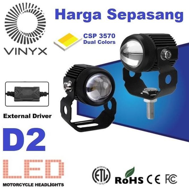 Lampu Sorot Laser Gun Mini LED D2 Motor Mobil 2 Warna Putih Kuning 20W Termurah