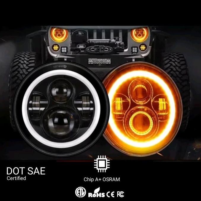 Lampu Depan LED Daymaker 7 Inch + Sein DRL JIMNY Motor Mobil Universal Termurah