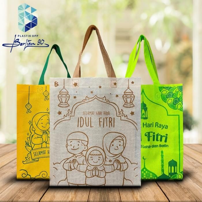 (Expert) Tas Spunbond Idul Fitri 30 x 40 GoodieBag Lebaran Tas Kain Idul Fitri