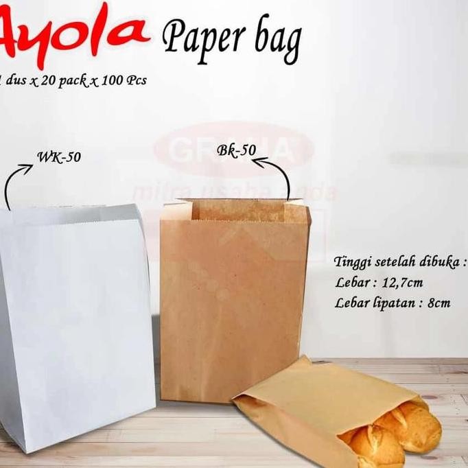 

Paper Bag Kantong Kertas Kemasan Makanan Roti Kue Snack Isi 100 pcs