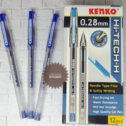 

tersedia pulpen gel kenko hitech 0.28mm warna biru tipis smooth