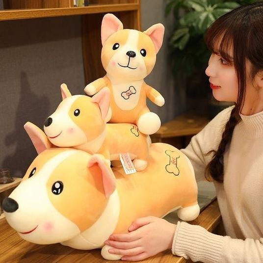 SIAP KIRIM BONEKA ANJING CORGI LUCU SOFT PLUSH TOYS HADIAH ANAK