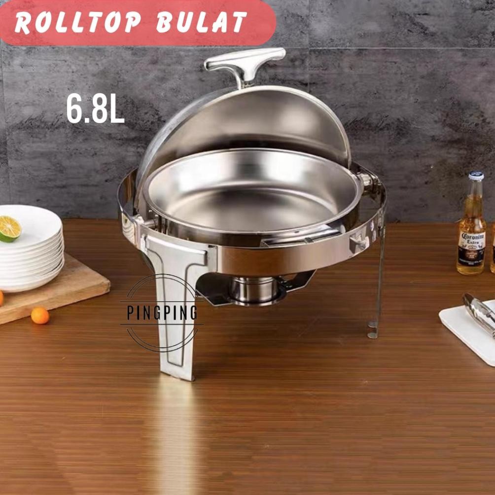 PINGPING - Rolltop bulat Prasmanan / chaving dish bulat / prasmanan bulat stainlees/prasmanan set st